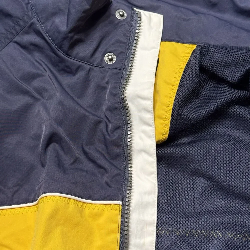 Nautica Mens XXL Windbreaker Jacket Blue Yellow Large Spellout Lightweight GUC